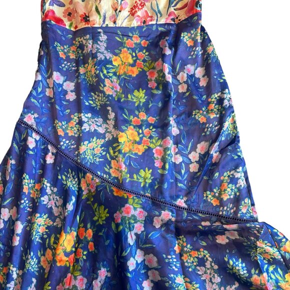 Hope & Ivy Maternity Tie Front Midi Tea Dress Satin Contrast Floral Size 14 NWOT - Picture 11 of 13